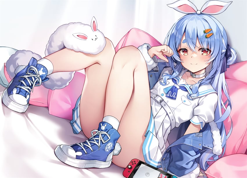 usada pekora and don-chan (hololive) drawn by pinki_o64