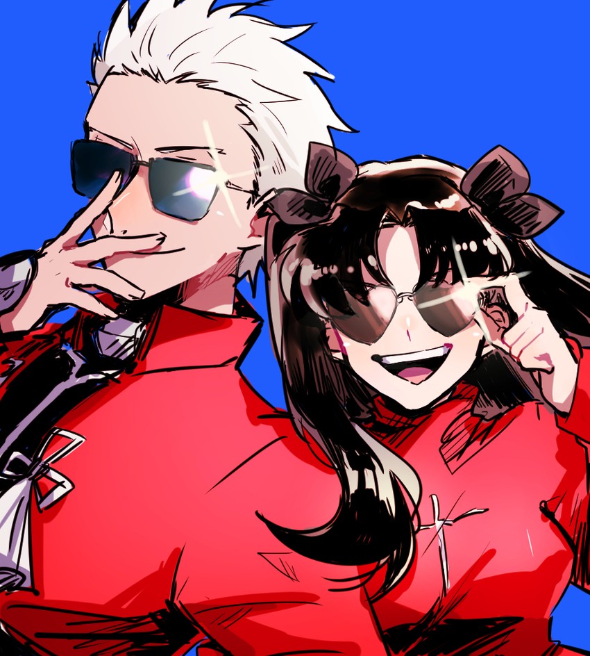 tohsaka rin and archer (fate and 1 more) drawn by hariwo20