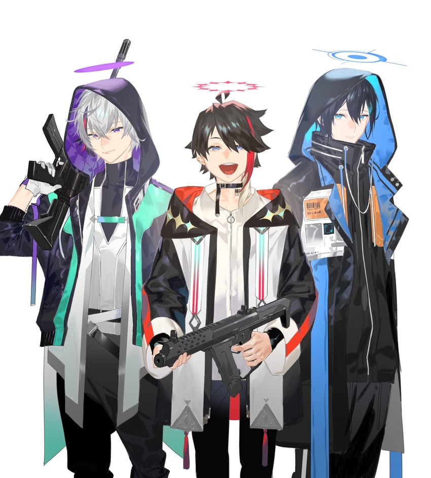 fuwa minato, saegusa akina, and mayuzumi kai (nijisanji) drawn by serita_jon