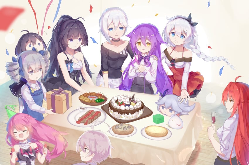 kiana kaslana, raiden mei, bronya zaychik, seele vollerei, murata himeko, and 7 more (honkai and 1 more) drawn by cat056