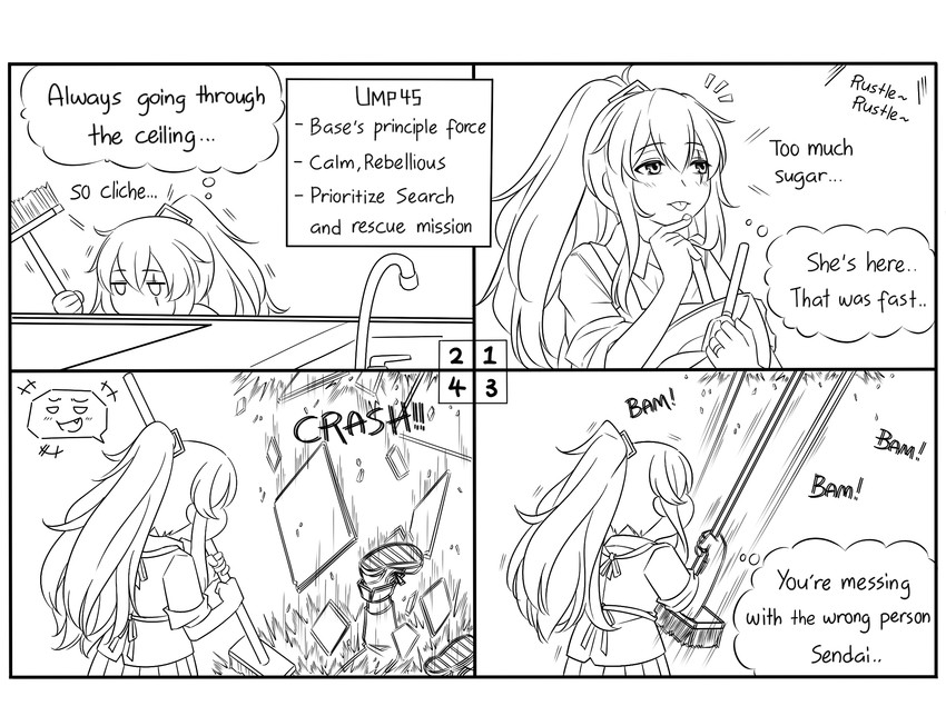 sendai and ump45 (kantai collection and 1 more) drawn by guin_guin