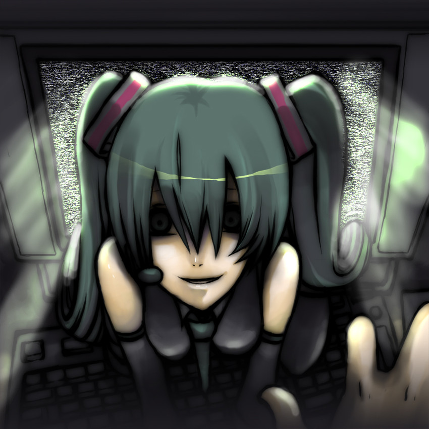 hatsune miku (vocaloid and 1 more) drawn by yama_(rabbit_room)