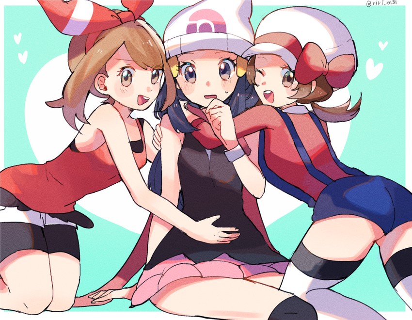 dawn, may, and lyra (pokemon and 3 more) drawn by ririmon