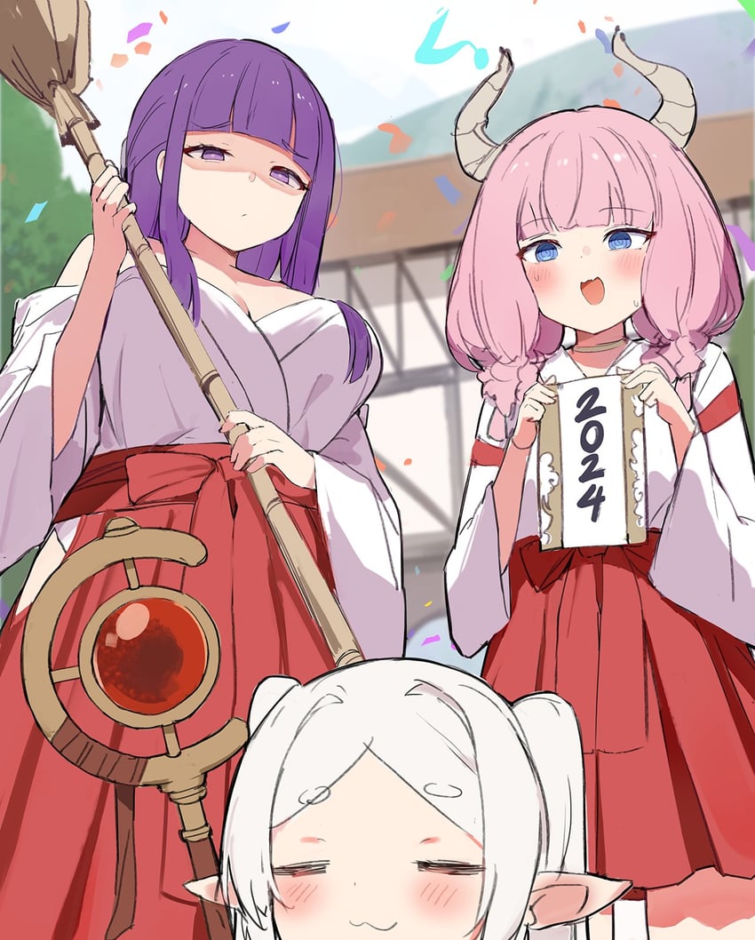 frieren, fern, and aura (sousou no frieren) drawn by orobou