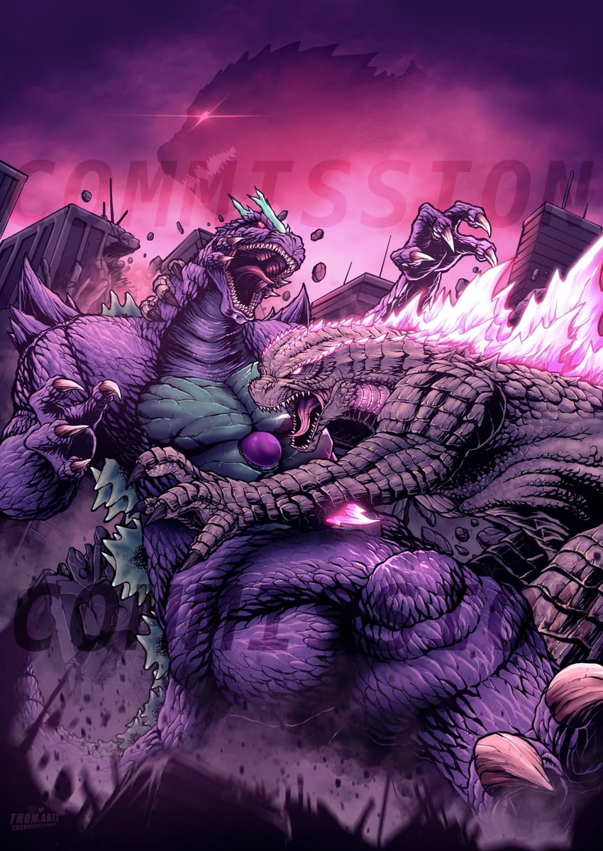 godzilla, godzilla evolved, godzilla ultima, and super godzilla (godzilla and 5 more) drawn by thomdotartz