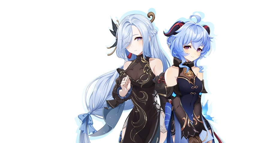 ganyu and shenhe (genshin impact) drawn by ai_ke_le_de_xiao_hong