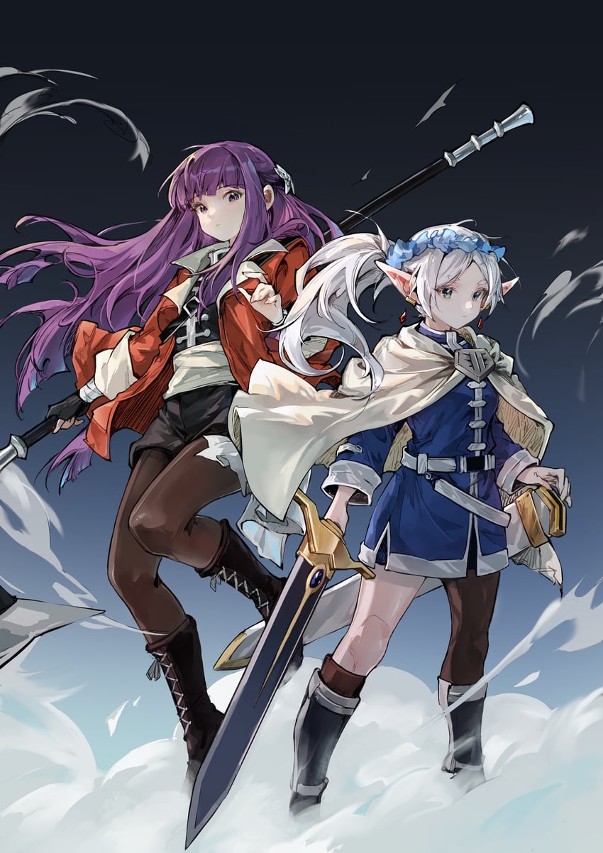 frieren, fern, stark, and himmel (sousou no frieren) drawn by a_yue