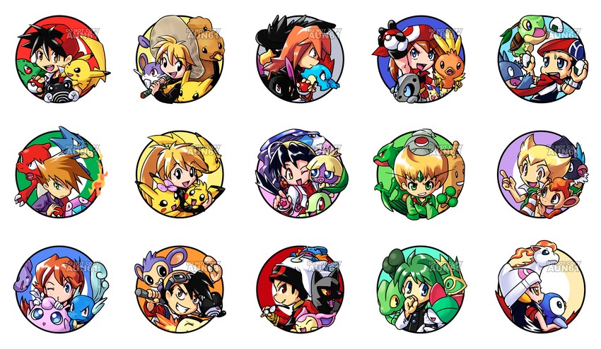 pikachu, dawn, may, red, ethan, and 47 more (pokemon and 1 more) drawn by aun61