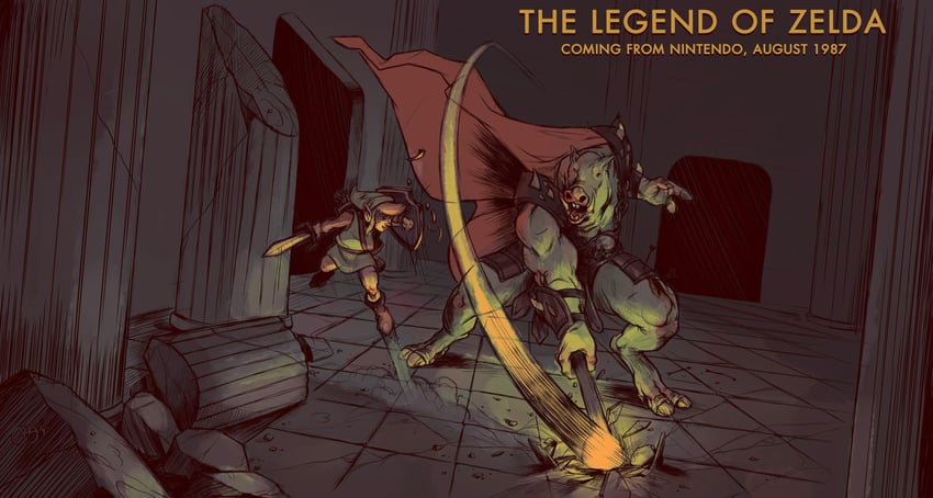link and ganon (the legend of zelda) drawn by nathan_anderson