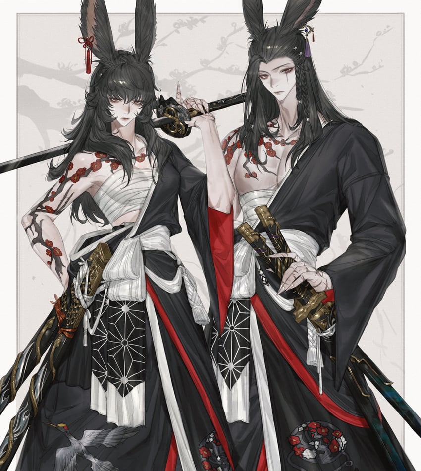 warrior of light and samurai (final fantasy and 1 more) drawn by tladpwl03