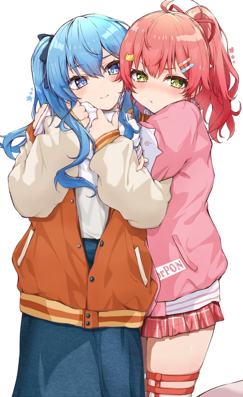 hoshimachi suisei and sakura miko (hololive) drawn by rudo_(rudorudo0917)