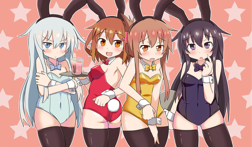 hibiki, inazuma, ikazuchi, and akatsuki (kantai collection) drawn by enusabu_(enusub)
