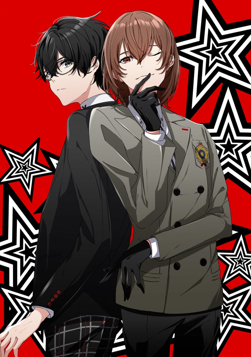 amamiya ren and akechi gorou (persona and 1 more) drawn by rituka