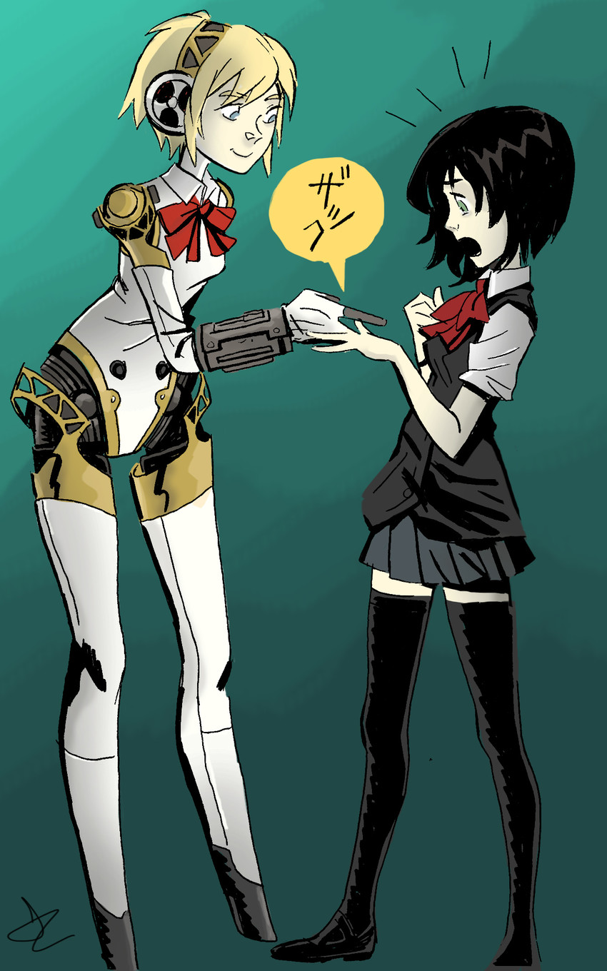 aigis and misaki mei (persona and 2 more) drawn by drawfag