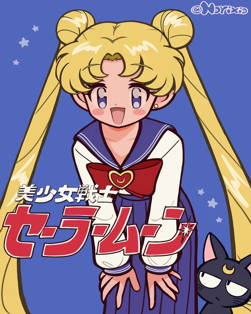 tsukino usagi and luna (bishoujo senshi sailor moon) drawn by norixio