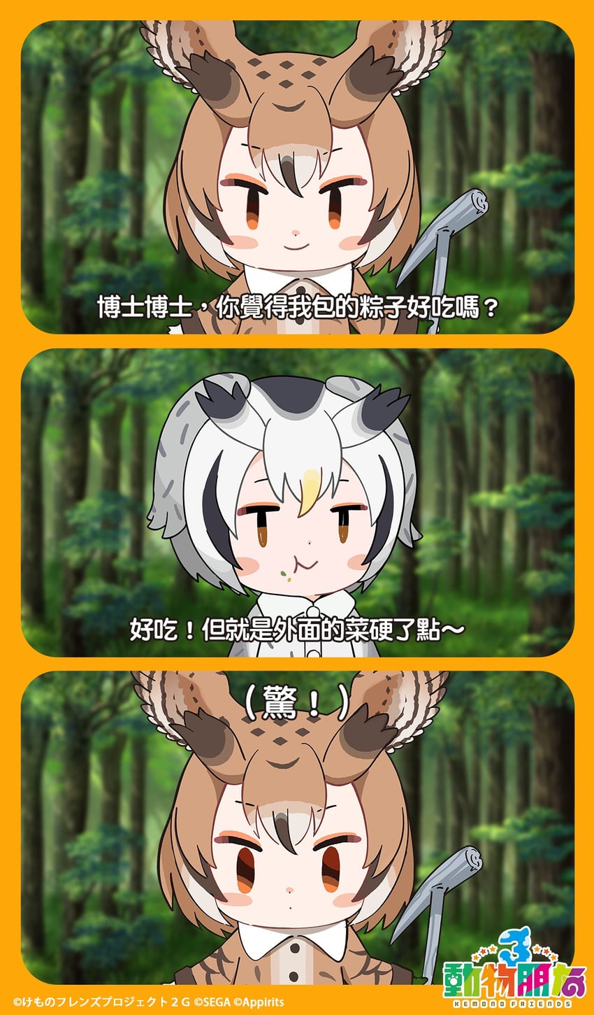 northern white-faced owl and eurasian eagle owl (kemono friends and 1 more)