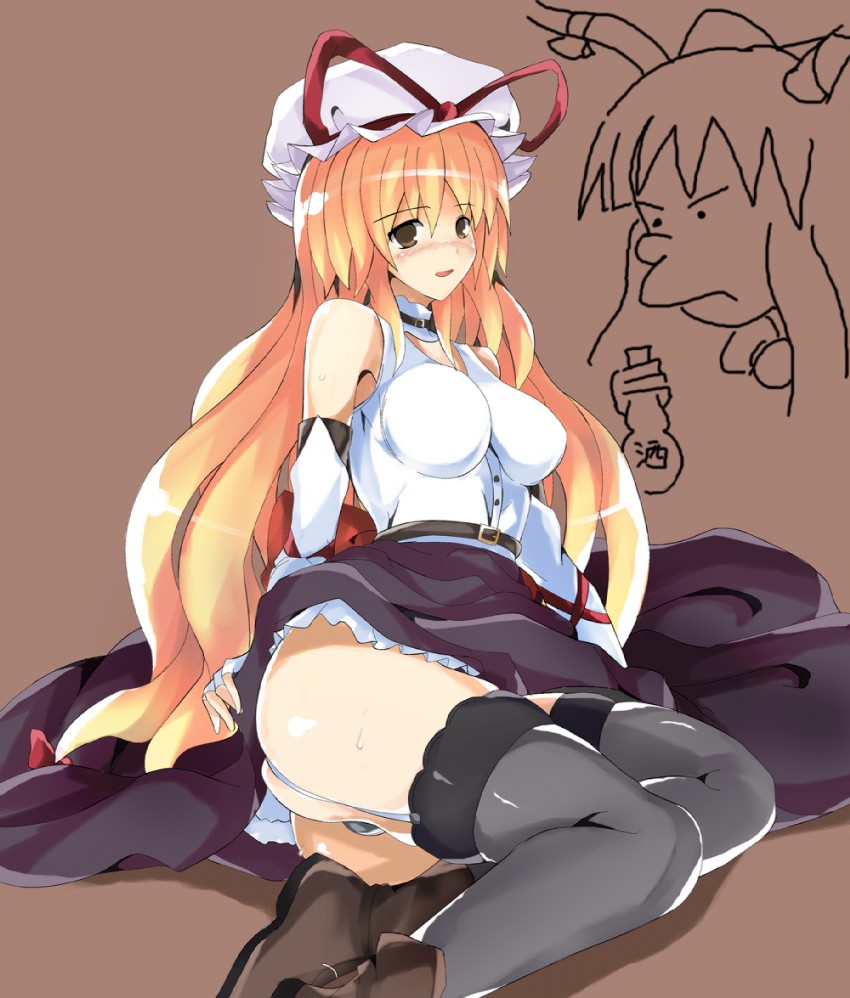 yakumo yukari and ibuki suika (touhou) drawn by usugiri_bacon
