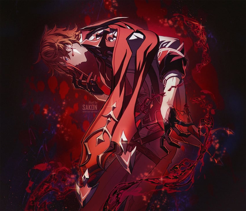 tartaglia (genshin impact) drawn by sakon04