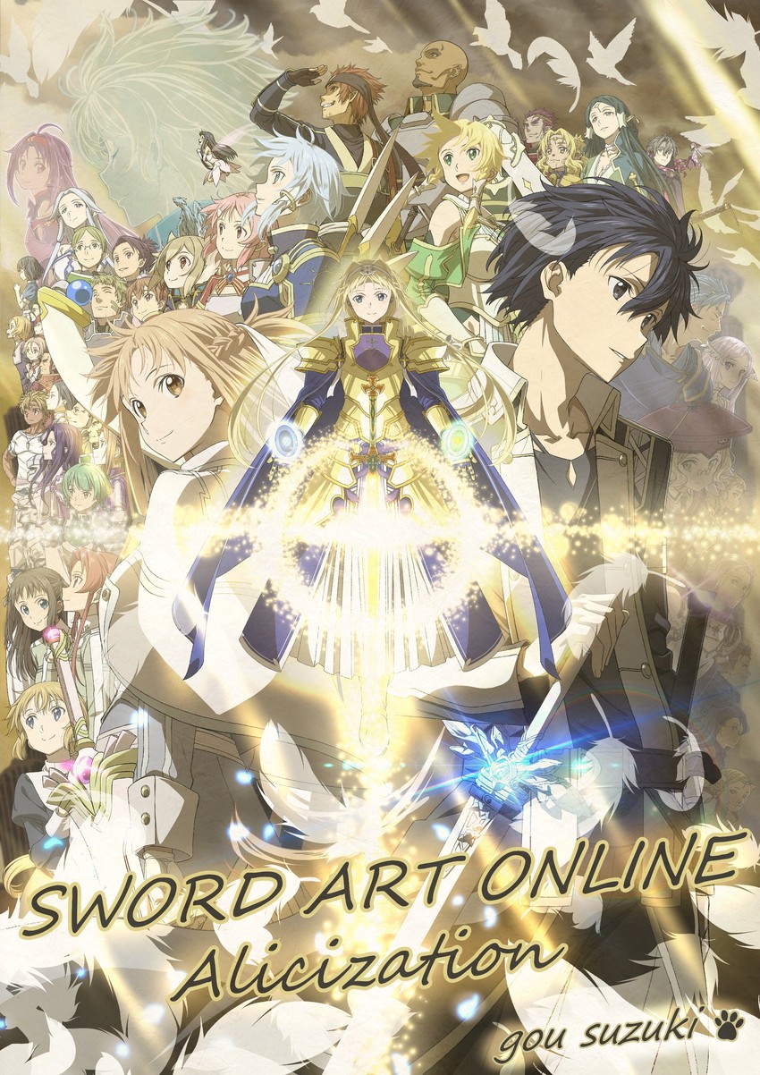 asuna, kirito, sinon, leafa, silica, and 37 more (sword art online and 2 more) drawn by suzuki_gou