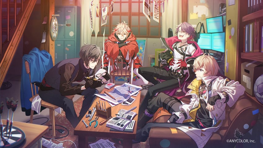 watarai hibari, fura kanato, shikinagi akira, and seraph dazzlegarden (nijisanji) drawn by fumiko_(throughx2)