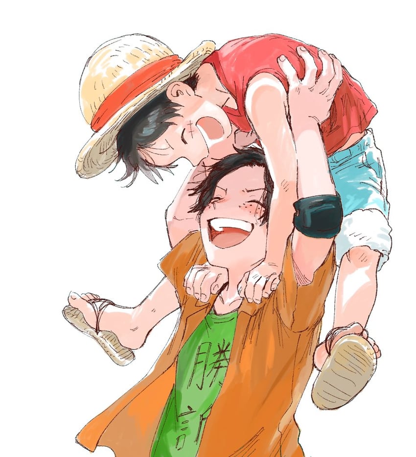 monkey d. luffy and portgas d. ace (one piece) drawn by he_yo_boy1221