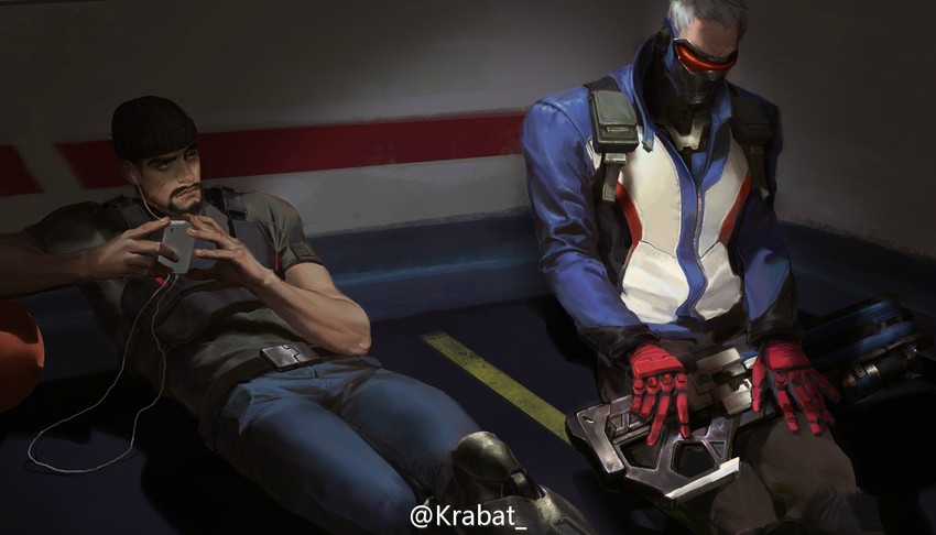 soldier: 76 and reaper (overwatch and 1 more) drawn by krabat