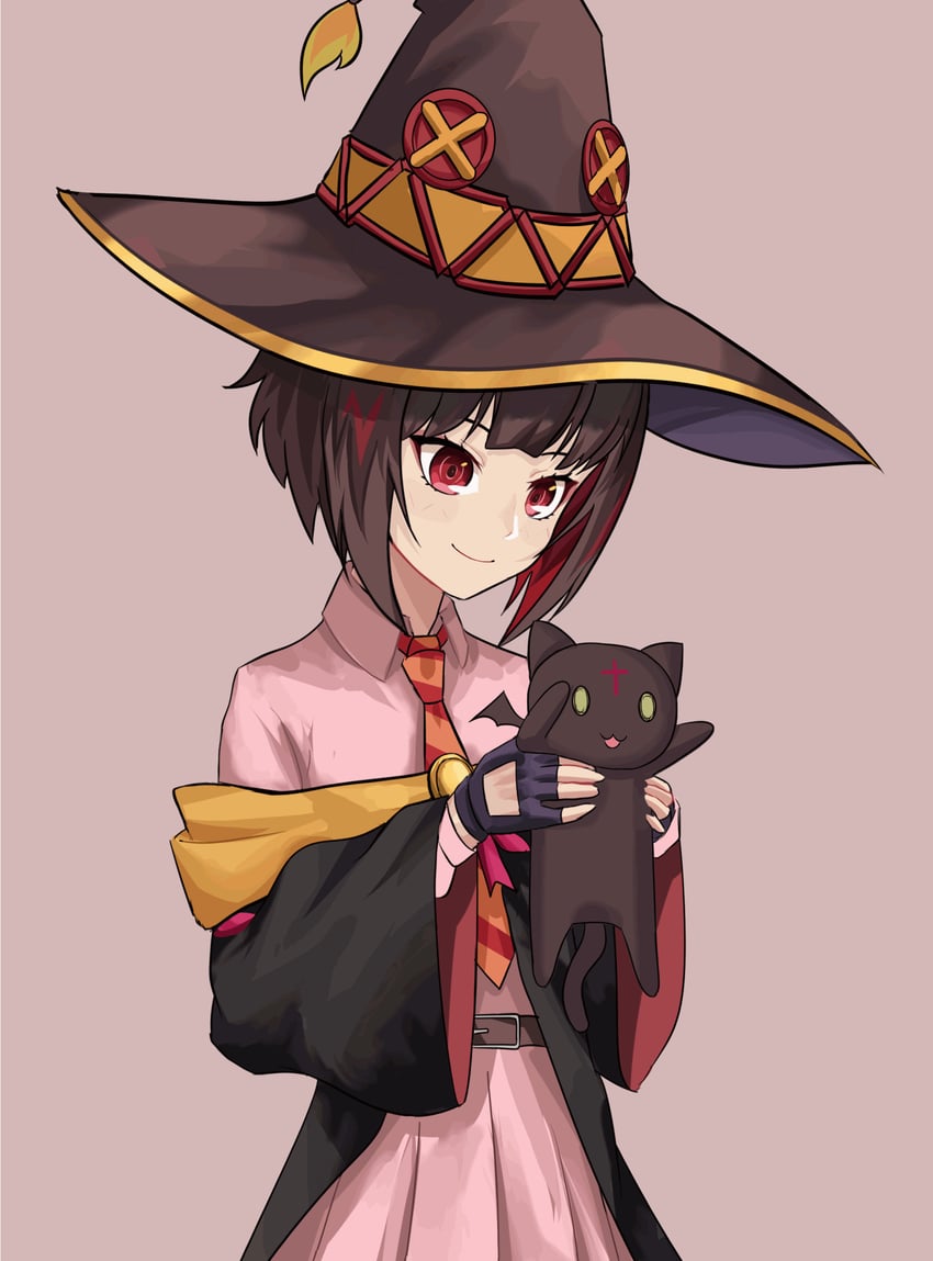 megumin and chomusuke (kono subarashii sekai ni shukufuku wo! and 1 more) drawn by lyourika