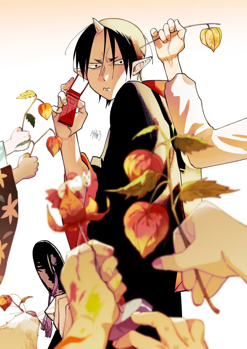 hoozuki, hakutaku, okou, niko, ichiko, and 3 more (hoozuki no reitetsu) drawn by genkaida