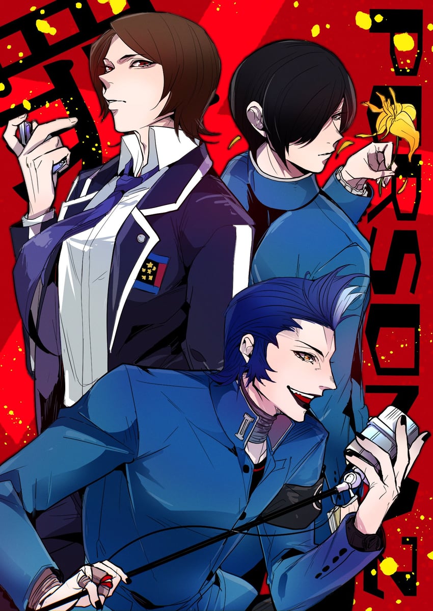 suou tatsuya, kurosu jun, and mishina eikichi (persona and 2 more) drawn by kikakuyou666