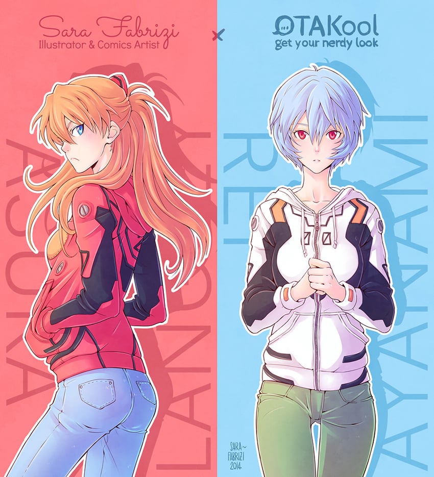 souryuu asuka langley and ayanami rei (neon genesis evangelion) drawn by sarafabrizi