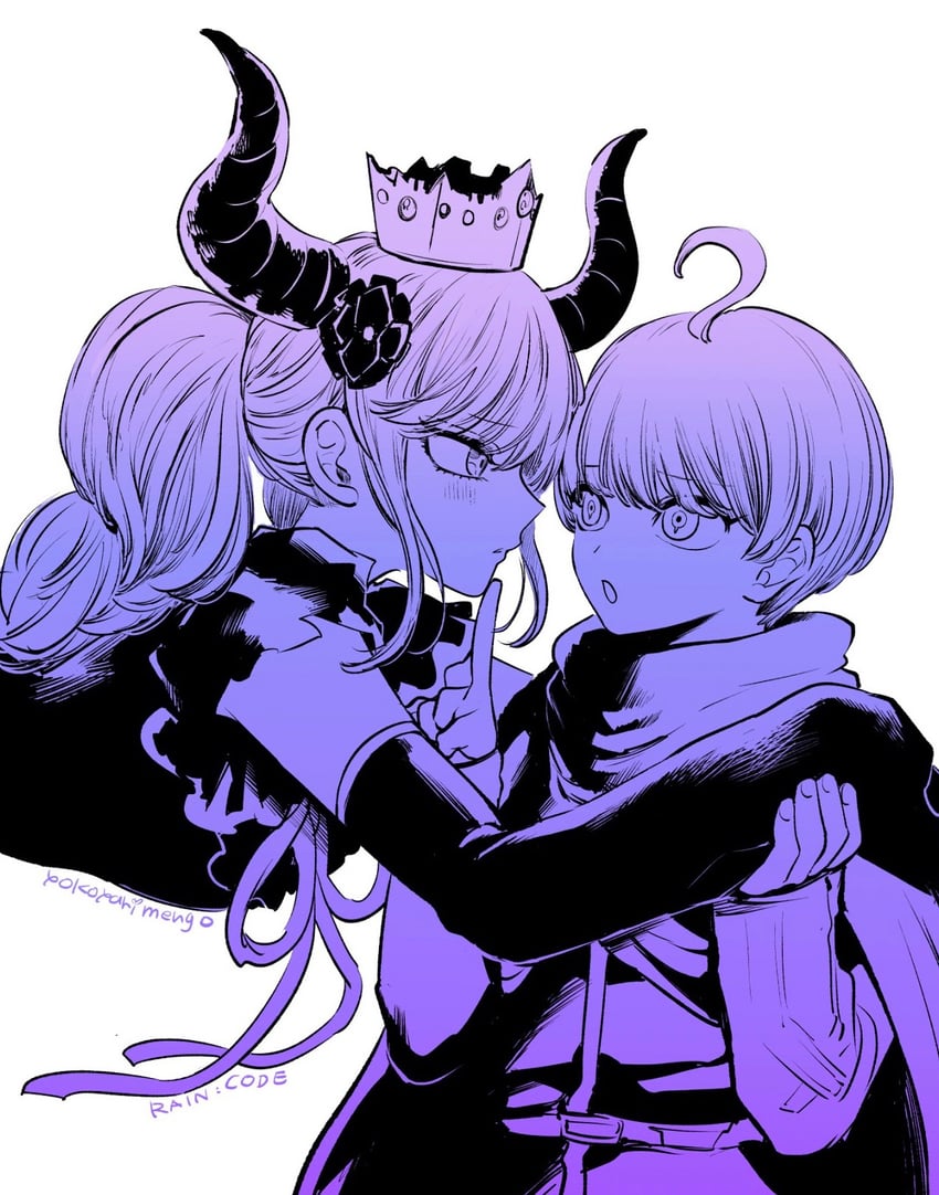 shinigami and yuma kokohead (master detective archives: rain code) drawn by yokoyari_mengo