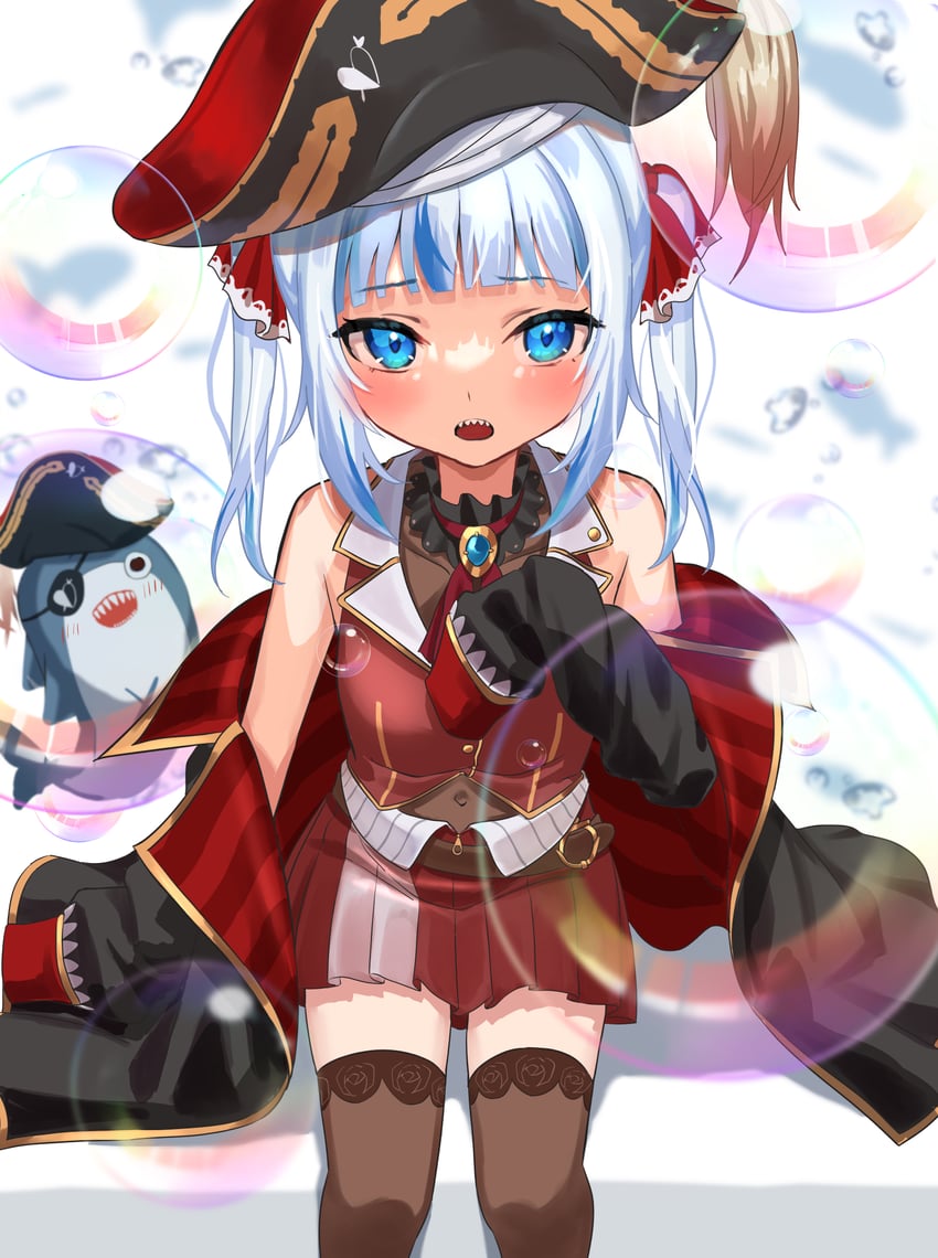 gawr gura, houshou marine, and bloop (hololive and 1 more) drawn by uuroncha