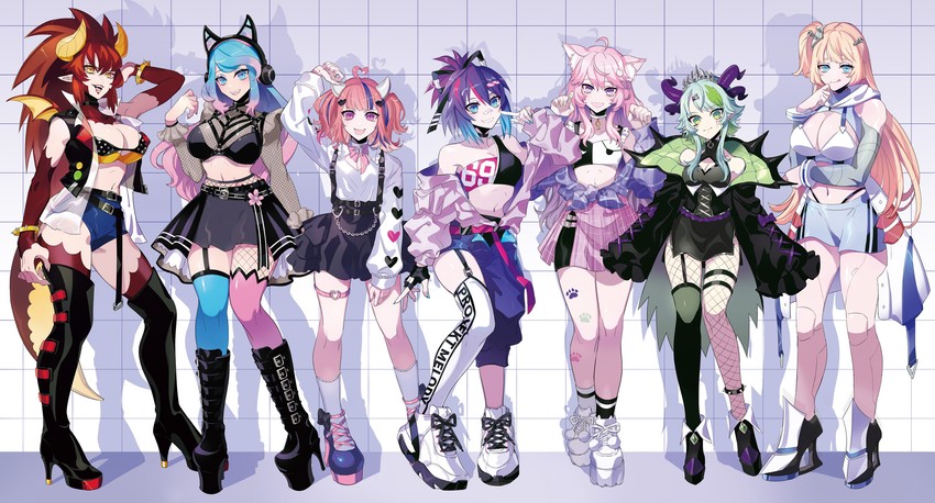 ironmouse, zentreya, silvervale, melody, apricot the lich, and 2 more (vshojo) drawn by puppeteer7777