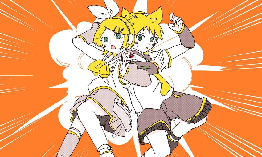 kagamine rin and kagamine len (vocaloid) drawn by iyowa_(igusuri_please)