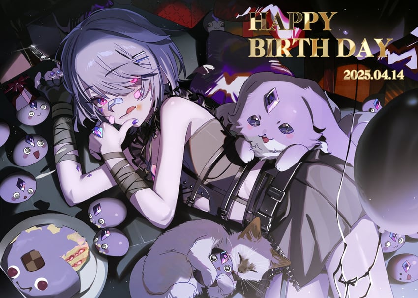 koseki bijou, pebble, geow, and john cat (hololive and 1 more) drawn by yomosaka