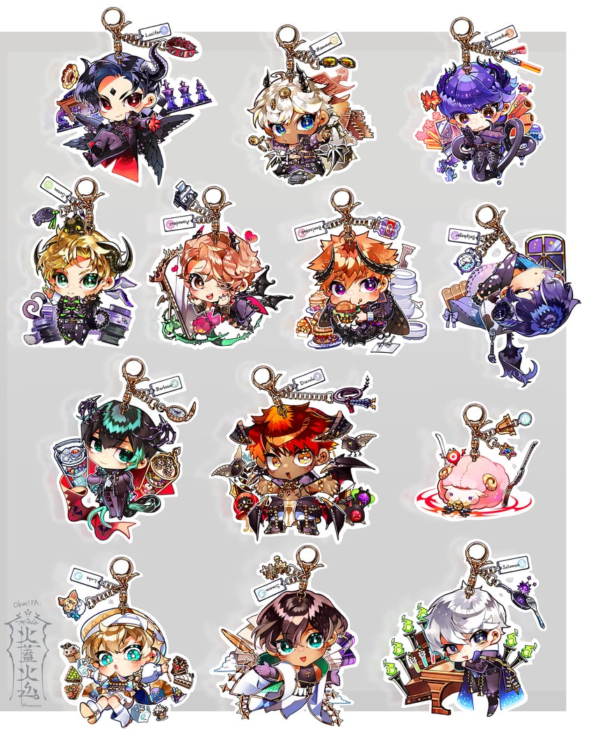leviathan, mammon, lucifer, belphegor, luke, and 7 more (obey me!: one master to rule them all!) drawn by kazanniro