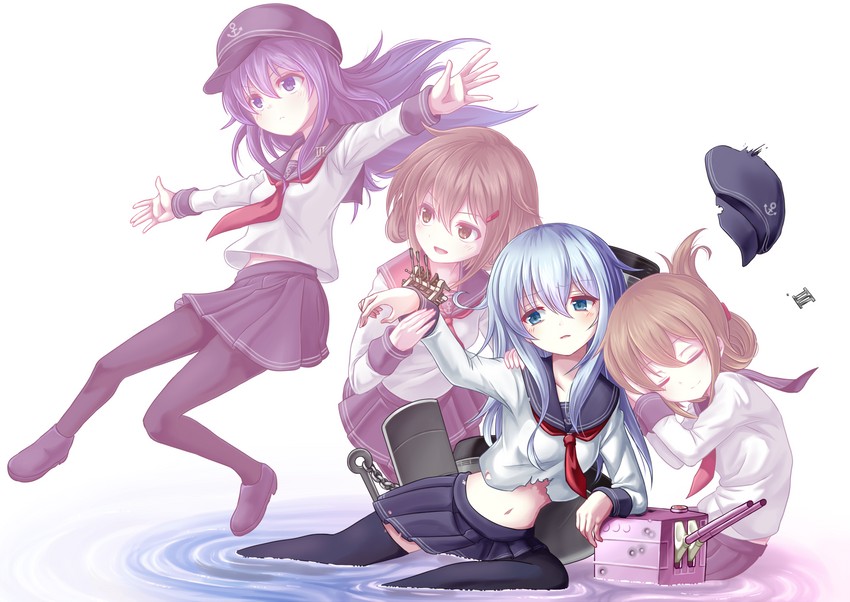 hibiki, inazuma, ikazuchi, and akatsuki (kantai collection) drawn by yatsu_seisakusho