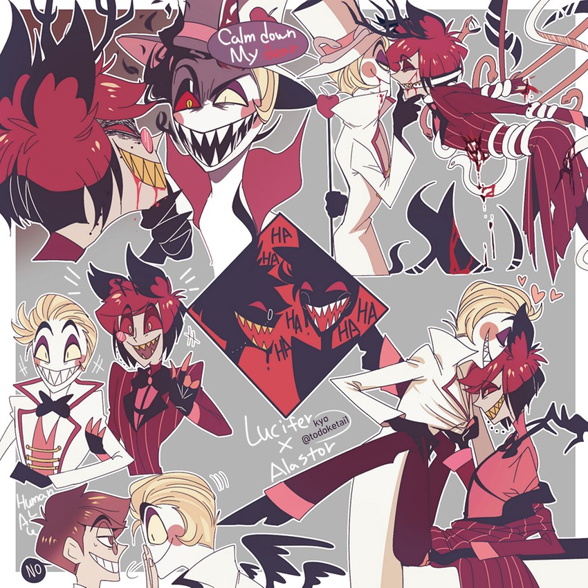 lucifer morningstar and alastor (hazbin hotel) drawn by kyo5247386