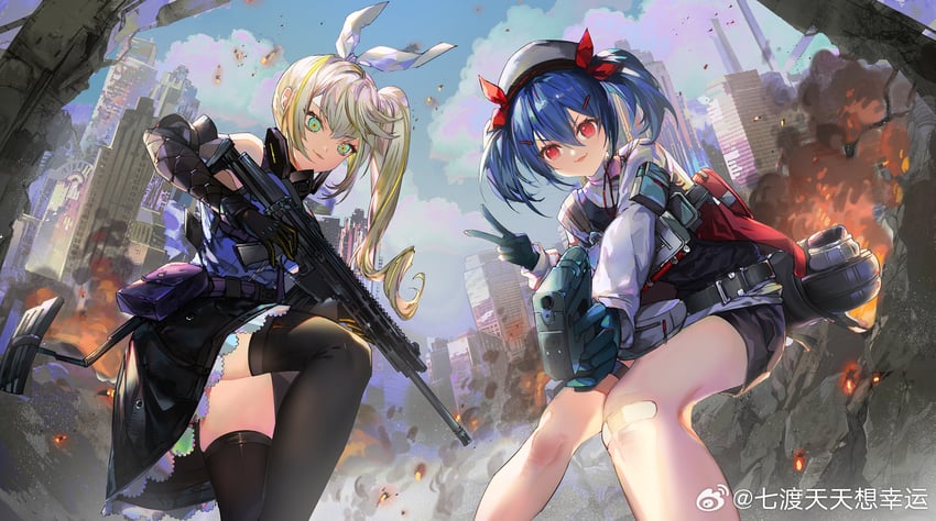 colphne and sharkry (girls' frontline and 1 more) drawn by qi_du_tiantian_xiang_xingyun