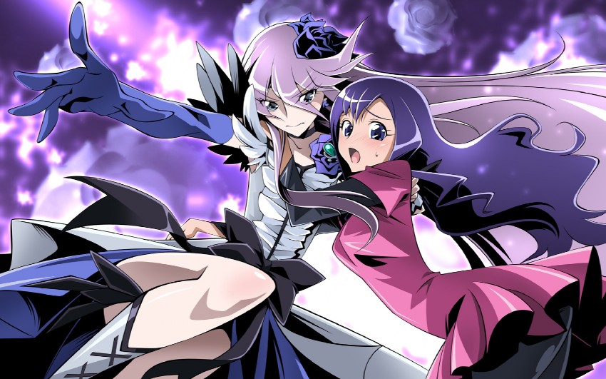 tsukikage yuri, cure moonlight, and kurumi momoka (precure and 1 more) drawn by aoi_nagisa_(metalder)