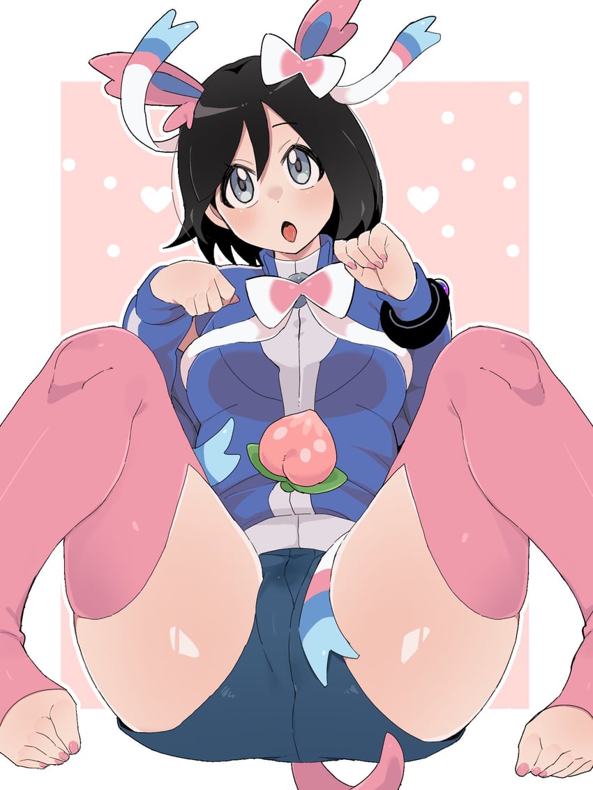 sylveon and calem (pokemon and 1 more) drawn by sana_(37pisana)
