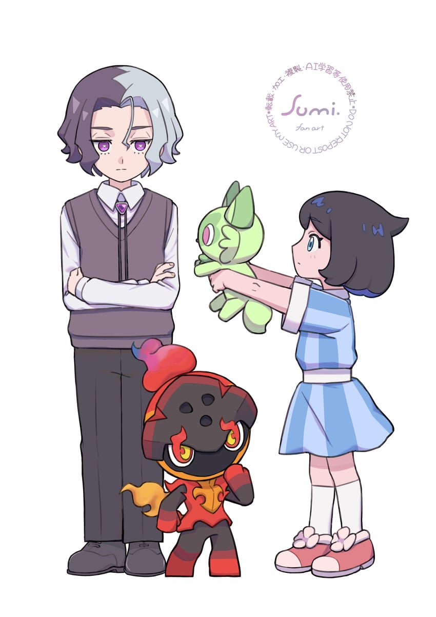sprigatito, liko, amethio, and charcadet (pokemon and 1 more) drawn by uminosumi_dai