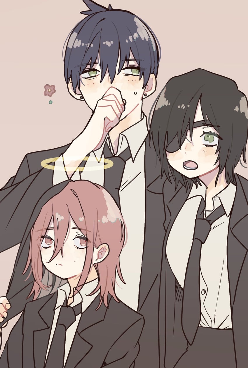 hayakawa aki, himeno, and angel devil (chainsaw man) drawn by gurukousu