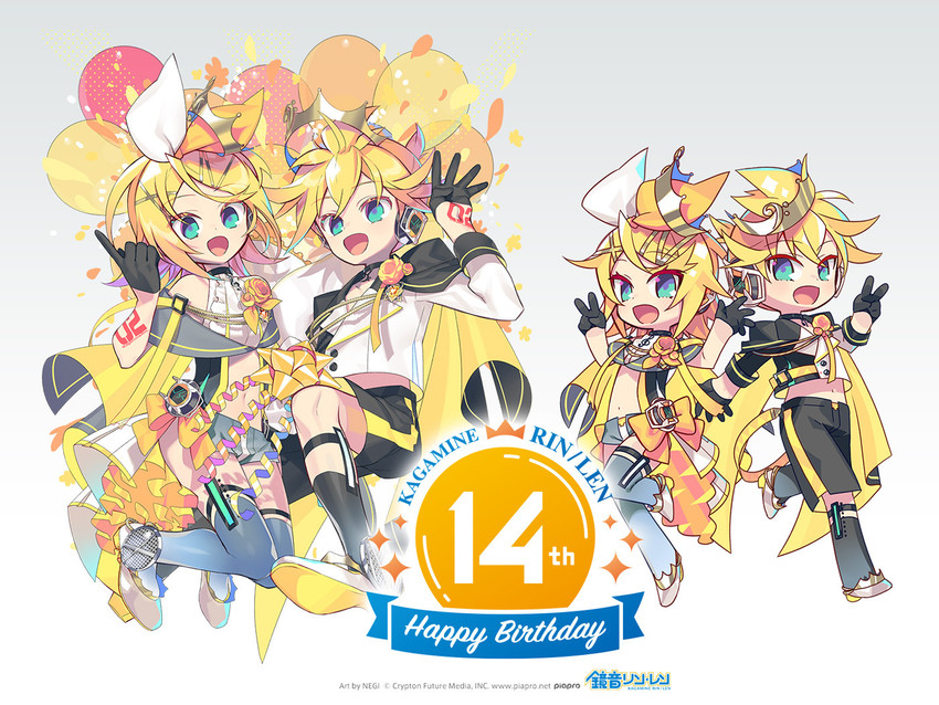 kagamine rin and kagamine len (vocaloid and 1 more) drawn by negi_(ulog'be)