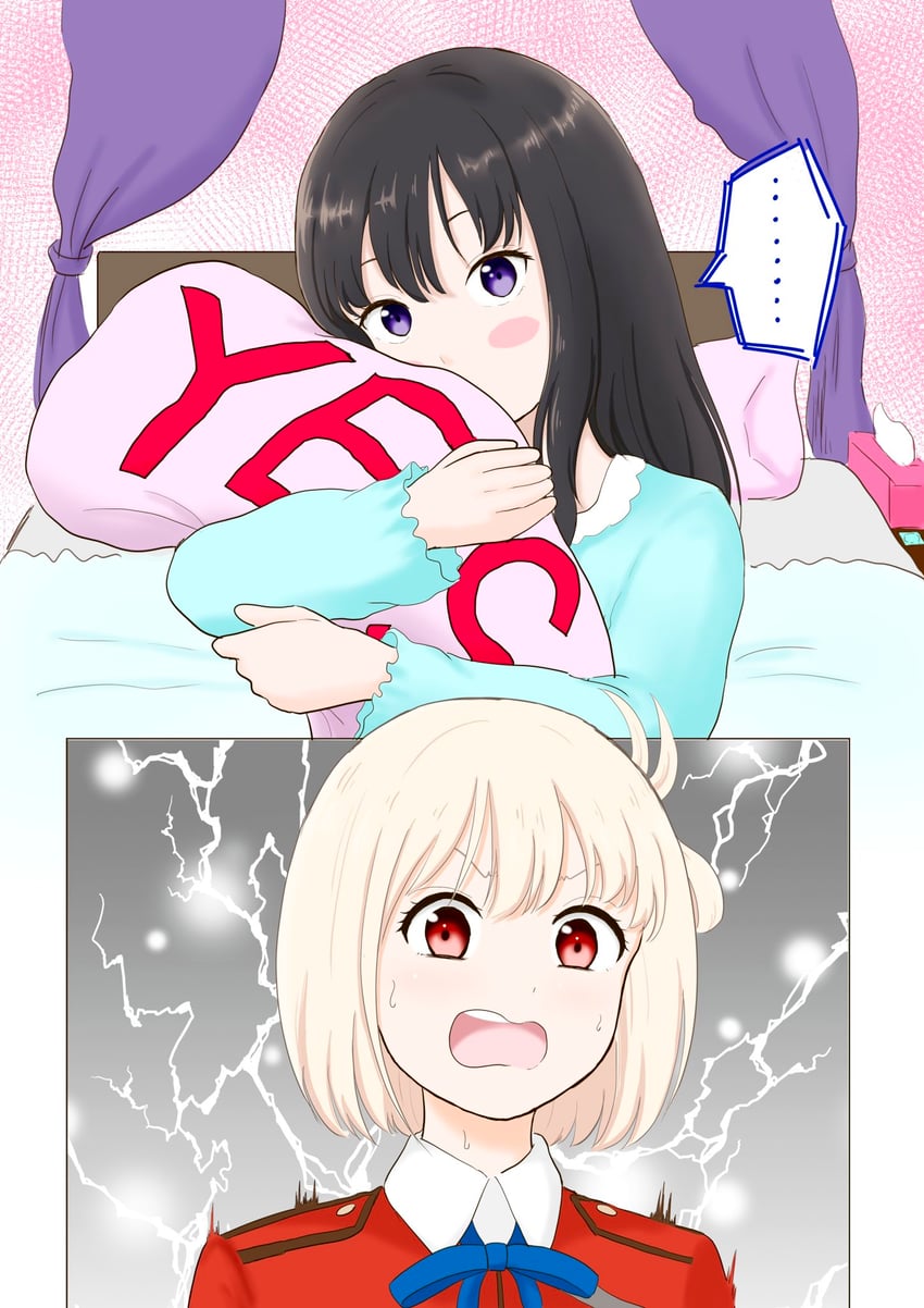 nishikigi chisato and inoue takina (lycoris recoil) drawn by yukiyama3776m