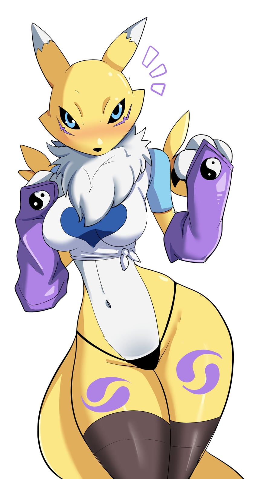 renamon and makino ruki (digimon and 1 more) drawn by pabsmikan