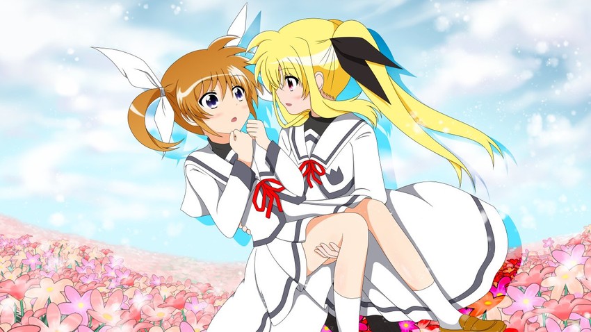 fate testarossa and takamachi nanoha (lyrical nanoha and 2 more) drawn by syousetui