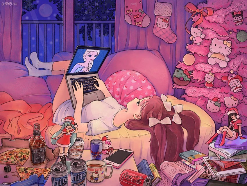 hatsune miku, elsa, hello kitty, my melody, kuromi, and 2 more (original and 6 more) drawn by ring_411