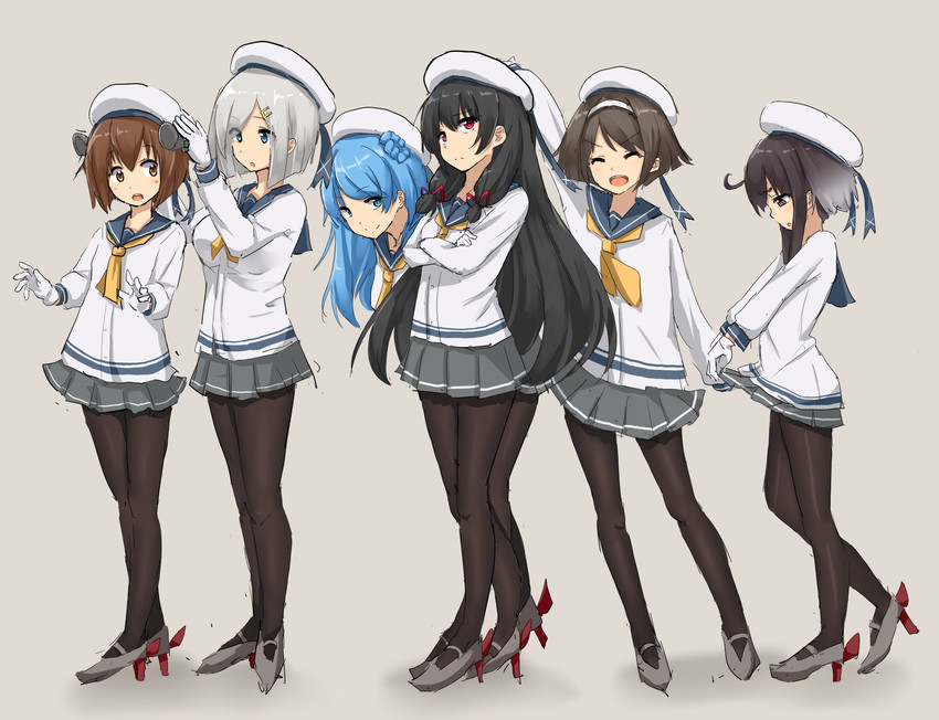 hamakaze, yukikaze, tokitsukaze, urakaze, isokaze, and 1 more (kantai collection) drawn by cassandra_(seishun_katsu_sando)