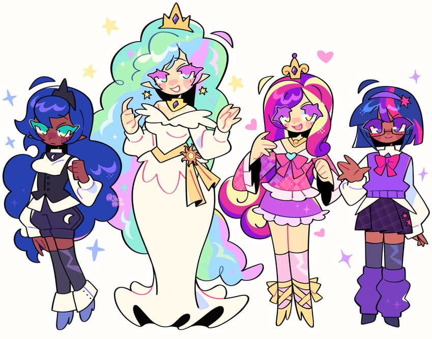 twilight sparkle, princess luna, princess celestia, and princess cadance (my little pony and 1 more) drawn by jack0ran